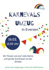 1. Karnevalsumzug der Schule unterm Regenbogen